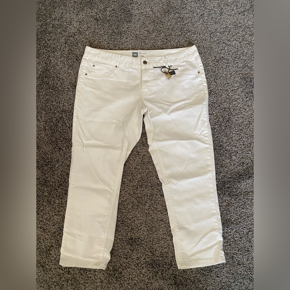 NWT Mossimo Jeans 14 Skinny Crop White Stretch Denim Fit 3